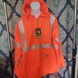 Carhartt high vis orange zip up hoodie Men's XL nwt